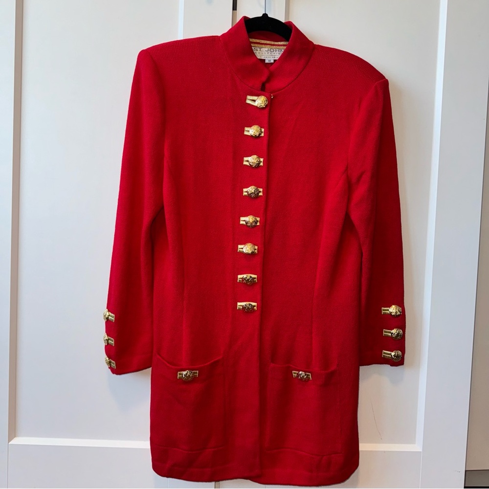 St. John vintage red blazer with gold buttons